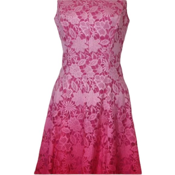 New York and Company womens dress size 0 pink ombre lace fit & flare mini - Picture 6 of 10